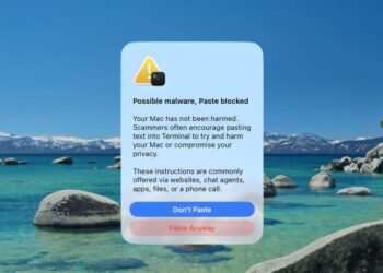 Varování macOS při vkládání příkazu do Terminálu