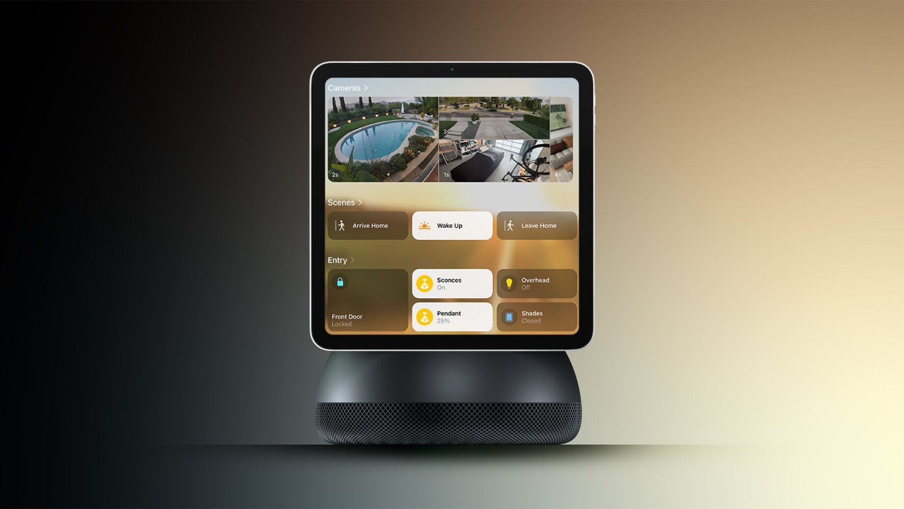Koncept Apple Home Hubu s displejem pro chytrou domácnost
