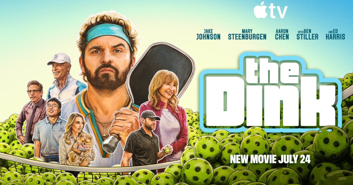 Plakát filmu The Dink na Apple TV s motivem pickleballu