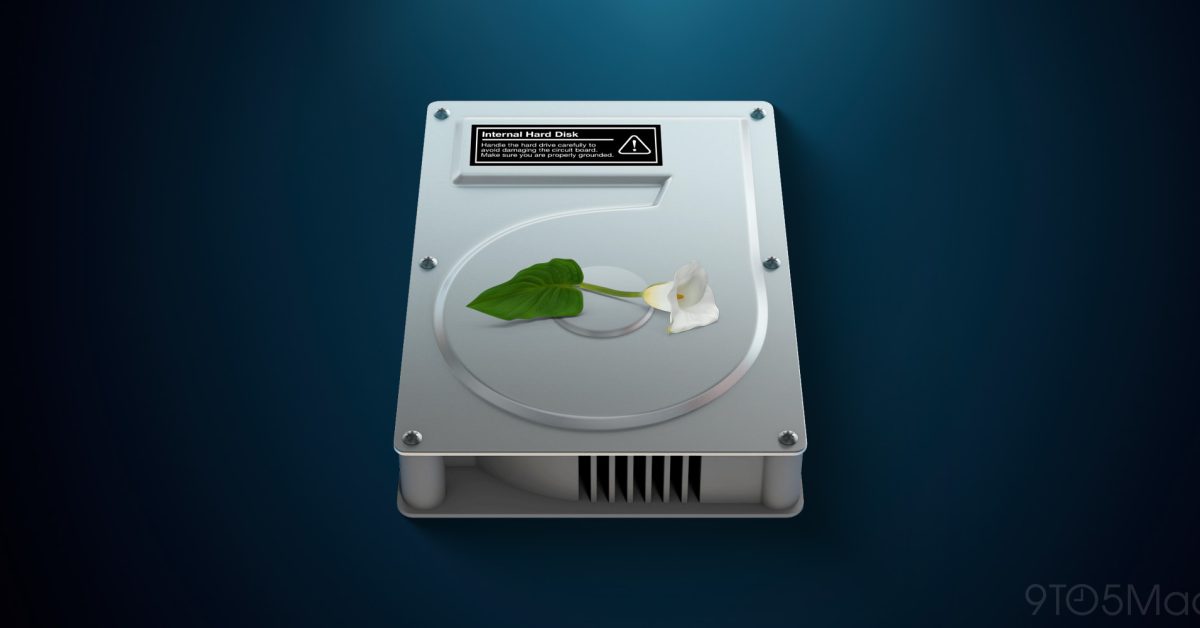 Externí disk připojený k Macu s upozorněním na macOS 28