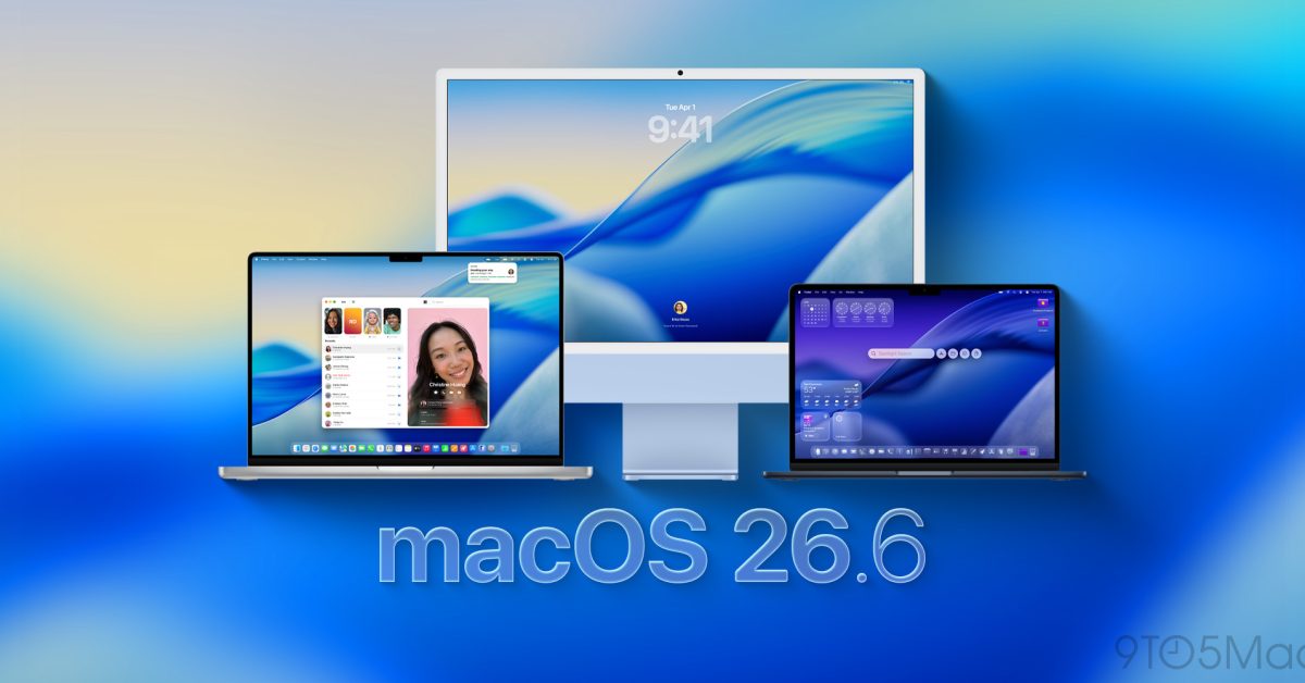 Aktualizace macOS 26.6 na displeji Macu