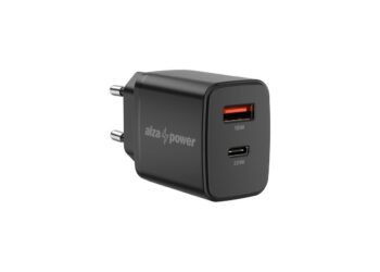 Černá nabíječka AlzaPower Compact A530 20W se dvěma porty