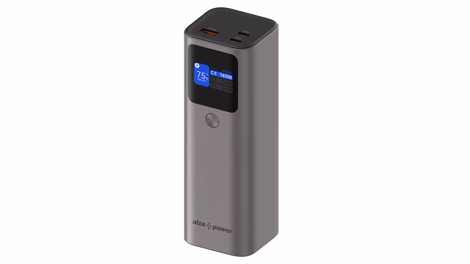 AlzaPower Vision 27600mAh powerbanka ve stříbrné barvě