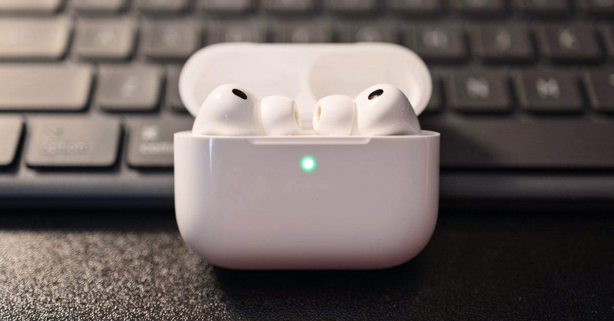Ilustrace AirPods s kamerami a čipem pro rozpoznávání obrazu