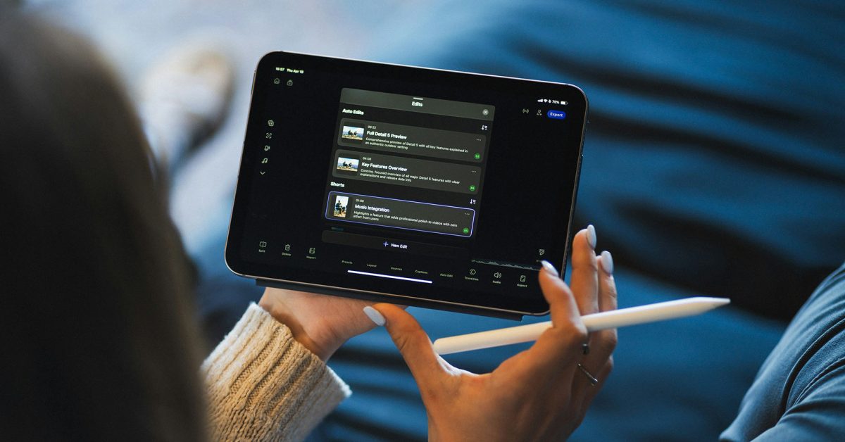 Apple Pencil vedle skládacího iPhonu