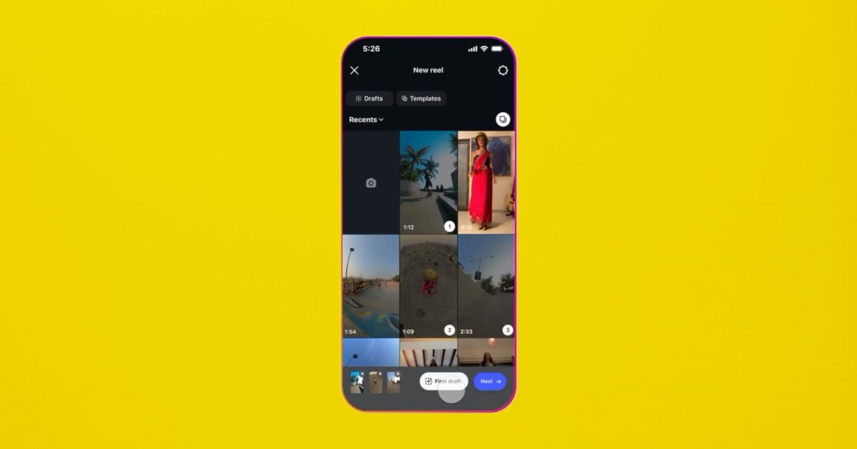 Instagram na iPhonu s funkcí automatického střihu Reels