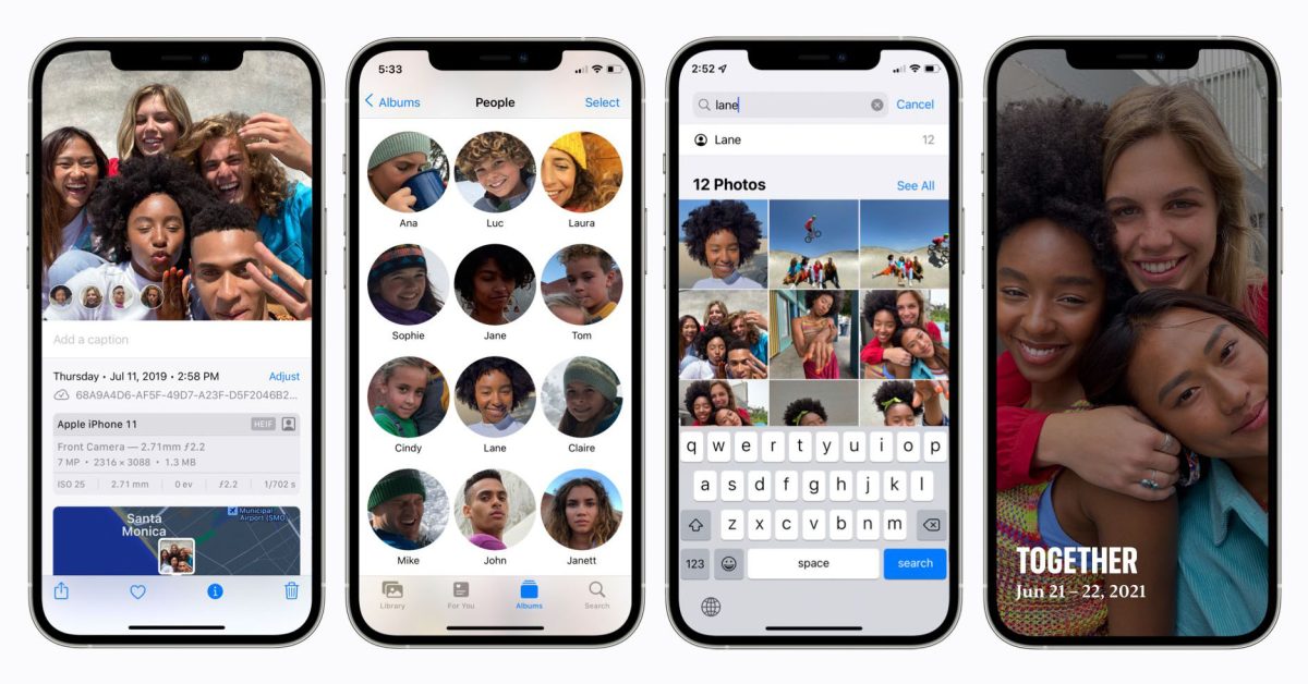 Rozpoznávání tváří v aplikaci Apple Fotky na iPhonu