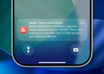 iPhone s upozorněním Apple na spyware