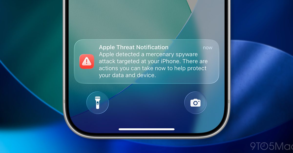 iPhone s upozorněním Apple na spyware