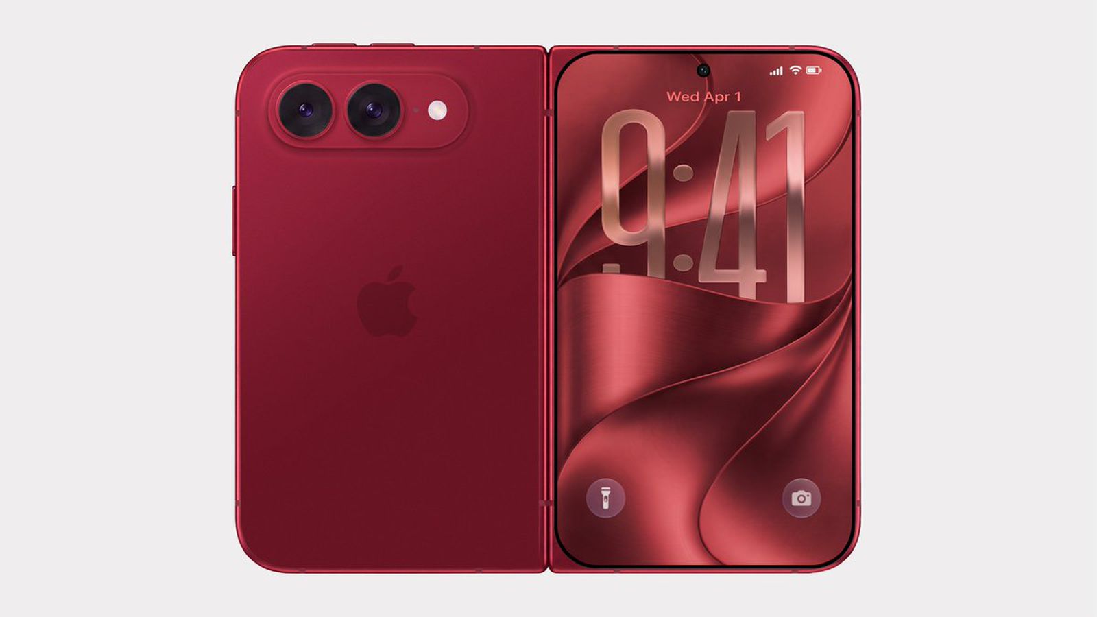 Uniklý render skládacího iPhonu Ultra v červené barvě