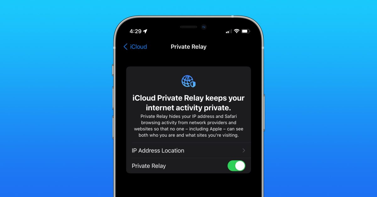 iPhone s funkcí iCloud Private Relay a upozorněním na únik IP adresy