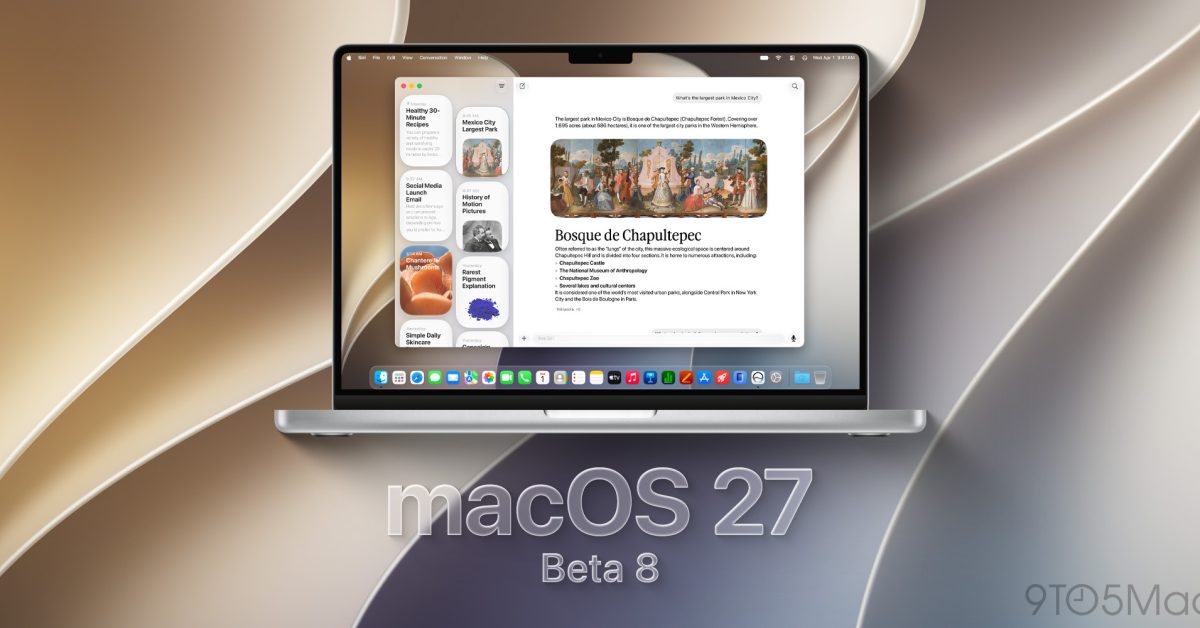 macOS 27 Golden Gate beta 8 na MacBooku