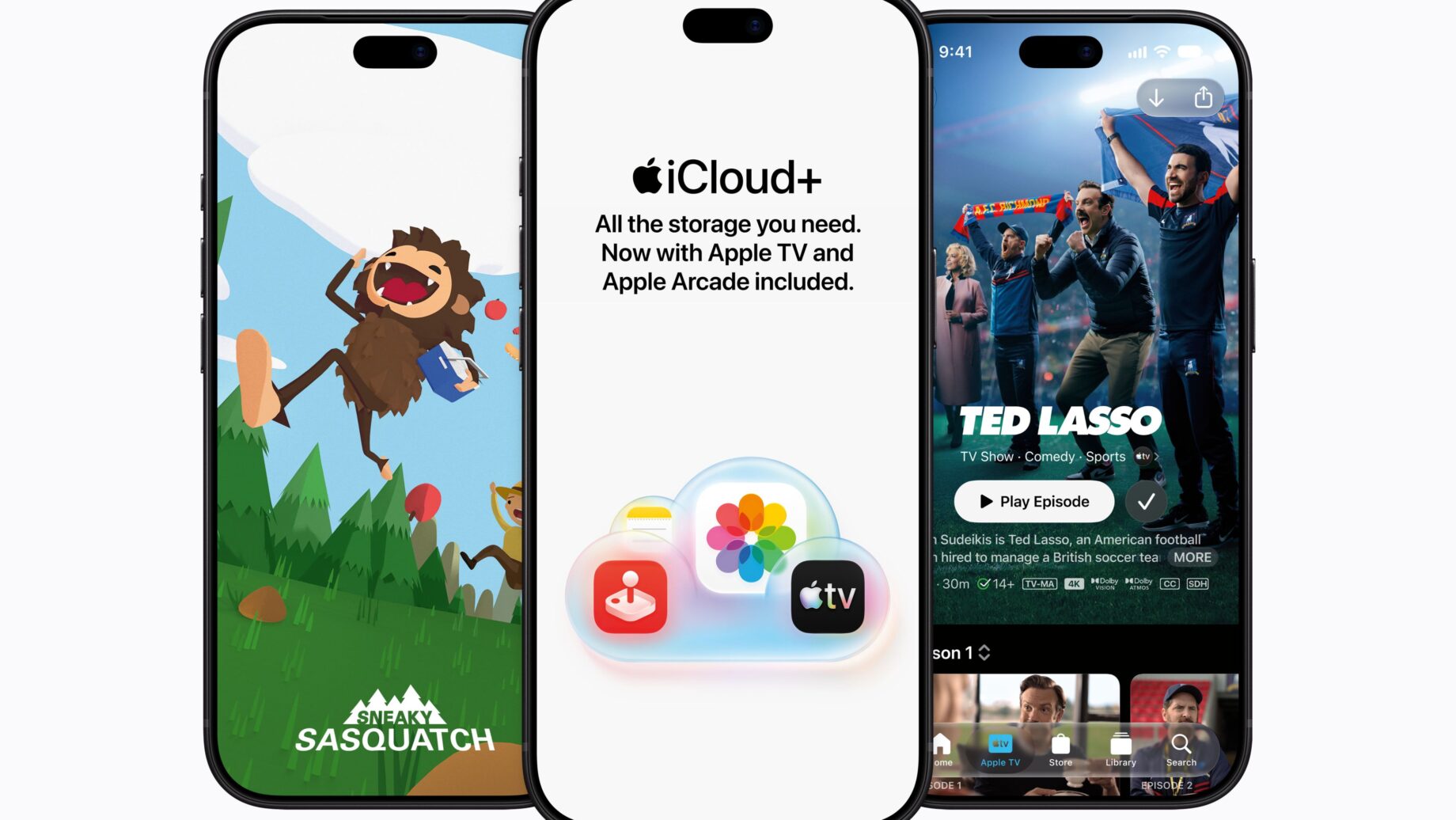 iCloud+ s Apple TV a Apple Arcade na obrazovce iPhonu