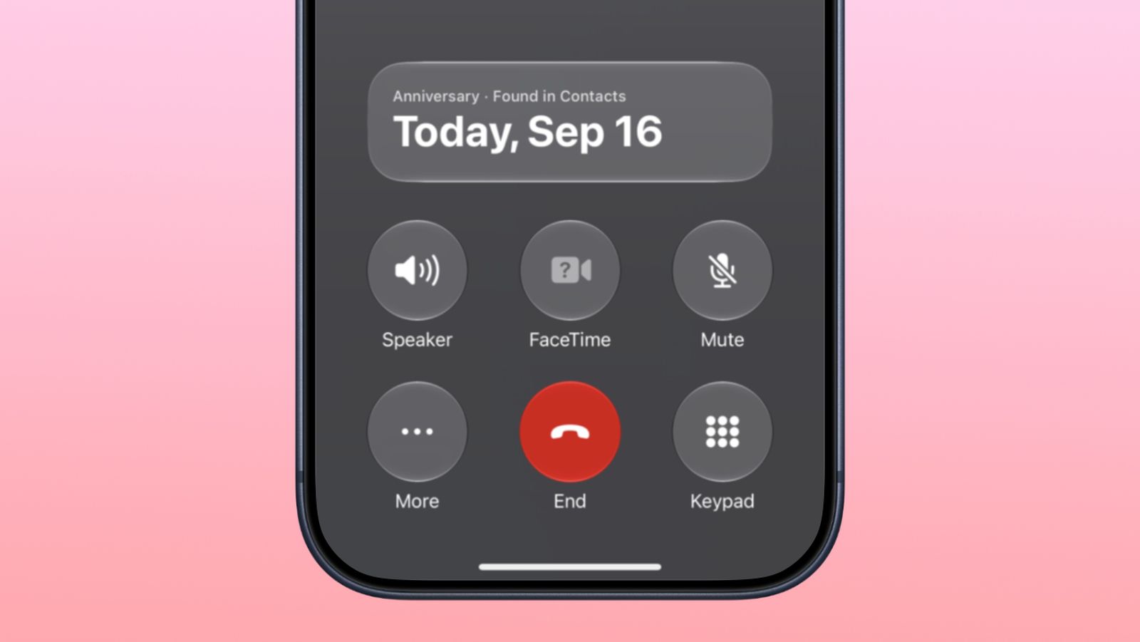 iPhone s připomínkou výročí při volání v iOS 27.2