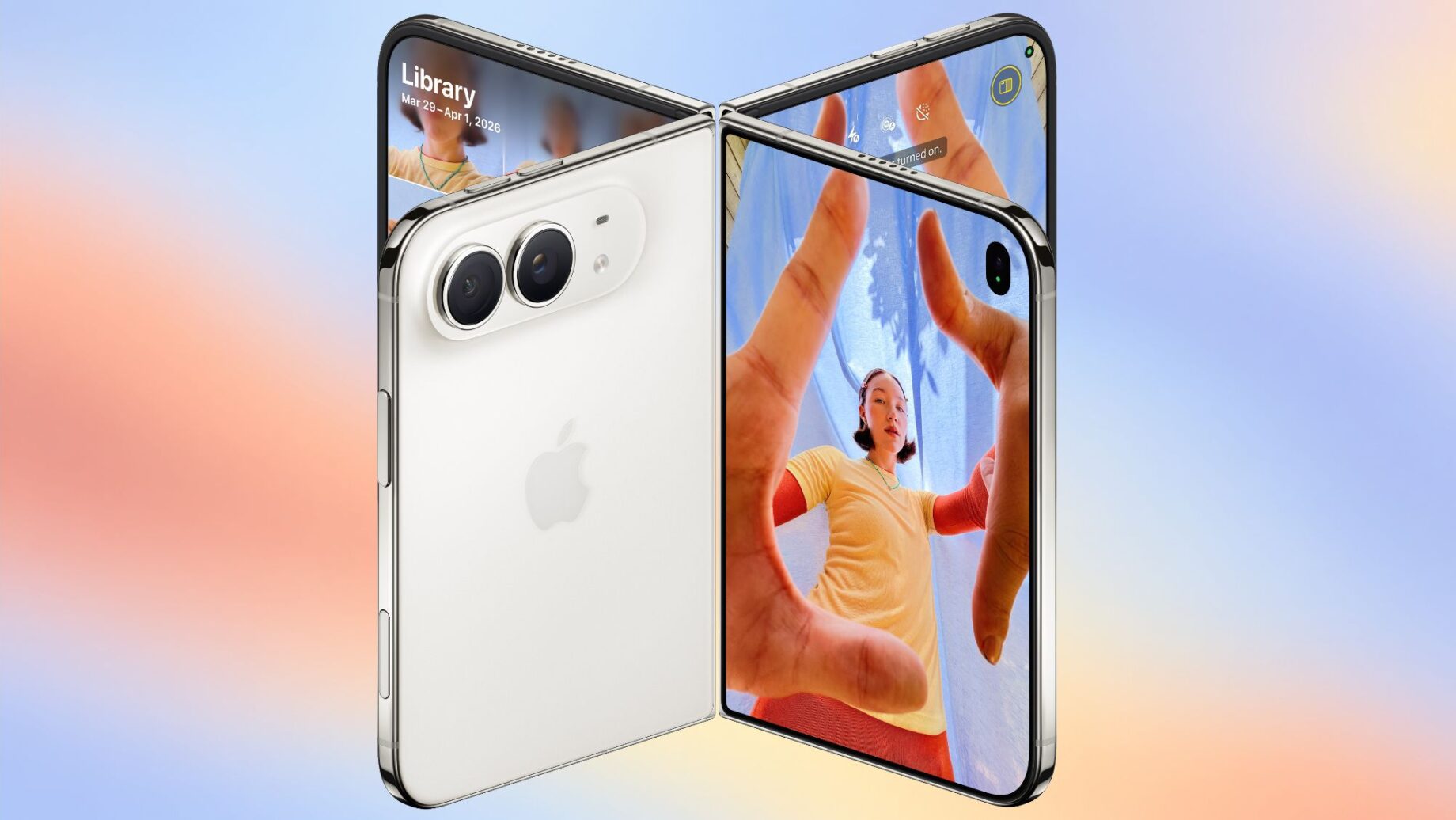 Skládací iPhone Duo s kamerou a dvěma displeji