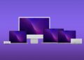 Apple MacBook na pozadí klesajících dodávek počítačů